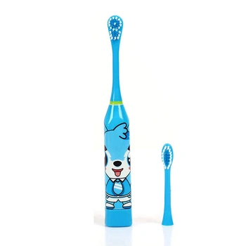 2X dječje zvučna električna četkica za zube s cartoonish uzorkom i zamjena glave četkica za zube na ультразвуковую četkicu za zube plave boje