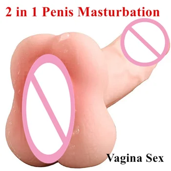 Realno Masturbator 2 u 1 Ženski Muški Dildo Šalica za Masturbaciju Penisa Za Odrasle G Spot Analni Čep je Pravi Vaginalni Seks-Igračke za Parove