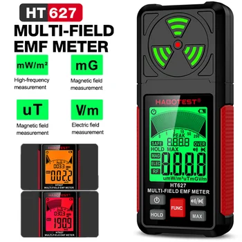 Mjerač EMF HT627, Prijenosni digitalni detektor elektromagnetskog polja, Tester rf polja, 3 boje pozadinskog osvjetljenja