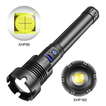 XHP90/XHP160 Snažan svjetiljku COB LED Torch Light, Vodootporan lampica za kampiranje, planinarenje, šetnje, Lov, Prijenosna svjetiljka Power Bank