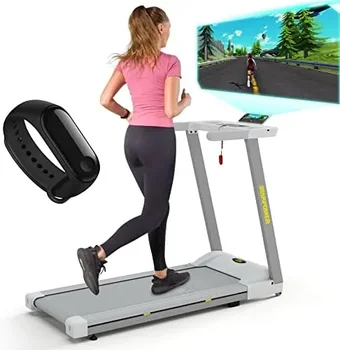 Ergometar za kuće, Sklopivi treadmill kapaciteta 3 l. s. i 300 kilograma, Simulator za šetnju i jogging za dom i ured