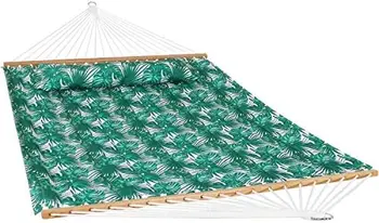 Dvostruki viseća i jastuk od стеганого poliester - Nosivost 450 kg - Podne jastuk od satena sa zelenim пальмовыми lišćem H pil
