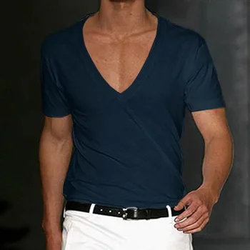 B1726, muška majica, Kratke hlače, majice s dubokim V-izrez, običan majice velike veličine, muška vanjska odjeća, Slobodan puloveri, Majice, Proljeće