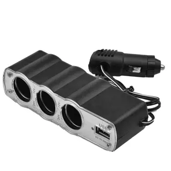 3-Stazni Razdjelnik za Upaljač S Više Priključaka, Univerzalni USB-Punjač 12V, Trostruki Adapter SA USB-Priključkom Za Usisivač