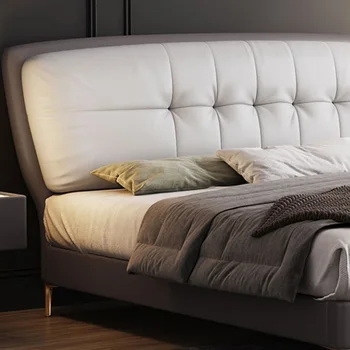 Jednostavno luksuzna moderna kožna krevet, jednostavna Bračni krevet 1,5 / 1,8 m u glavnoj spavaćoj sobi, Visokokvalitetna atmosferske soft pakiranje, Vjenčanje krevet