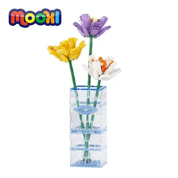 MOOXI Prozirna Plava Vaza Edukativne Igračke Za Djecu rođendanski Poklon Blok Građevinske Cigle Model Montaže MOC0065