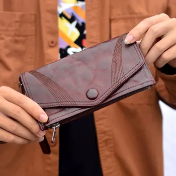 AETOO Novi cover u retro stilu, jednostavno šivanje, dug torbicu za vozačke dozvole, muški kožni spona za novac