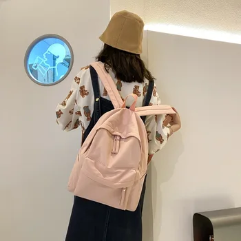 Однотонный Ruksak za žene 2023, Nove školske torbe Velikog Kapaciteta, japanski pojednostavljene torbe za mlade u stilu Харадзюку Mochila