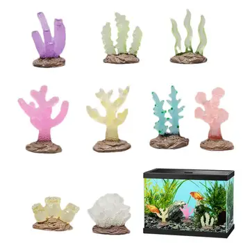 Sjajni 9шт mini-umjetni koralja, šareni ukras za akvarij, šareni smola, dekor za akvarije sa koraljima, male dekoracije