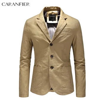 Muški Blazer CARANFIER, jakna s lapels, Proljeće poslovna odjeća od čistog pamuka, Trend dakle, Gospodo jesen однобортные kostimi, kaputi