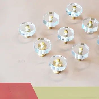 Prozirni lampa u obliku suncokreta / osmerokutne kule, Luksuzni mesing + kristalno olovke za ormare, olovke za ladice, okovi za Namještaj