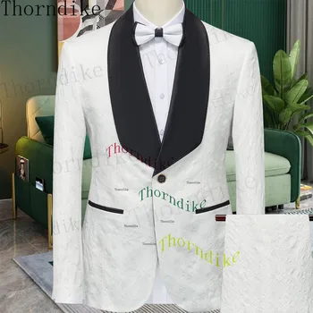 Торндайк, Kvalitetne Tuxedos za mladoženju, Muška odijela za Mladoženju, Službeni skup od 2 predmeta (jakna + hlače), 2023, Nova moda, Vjenčanje na jedan preklopni