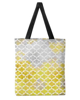 Geometrijski Marokanac Tekstura, Žuta Ženska torba-тоут velikog kapaciteta za kupovinu za Višekratnu upotrebu studentski torbe na rame