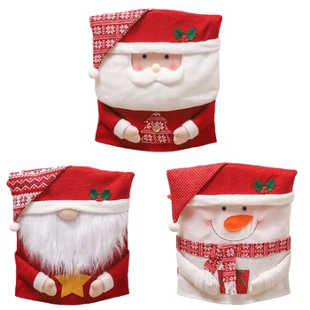 Crvene kape, blagovaona stolice, Božićne torbice za dekor kuhinjskih stolica, Božićni presvlaka za stolice