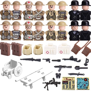 Vojska figurica za vrijeme Drugog svjetskog rata, vojnici oklopna borbena divizija Kraljevske vojske u velikoj Britaniji, blokovi, Vojno oružje, Torbe, igračke, Poklon cigle