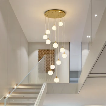 Dvoetažni Stepenice Spiralne Lusteri Predvorje hotela Jednostavan Moderan Dekor dnevnoj sobi Vile Unutarnja Rasvjeta Led svjetiljka