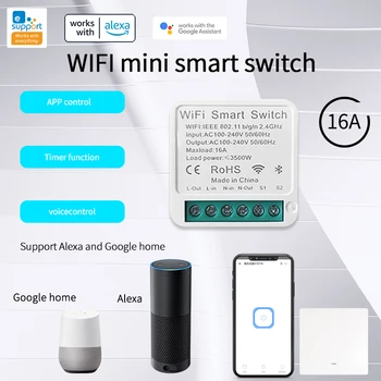 Kompatibilan sa Alexa Google Home Wifi Wireless Switch 16a Smart Home Automation Smart Breaker Mini Wifi Smart Switch