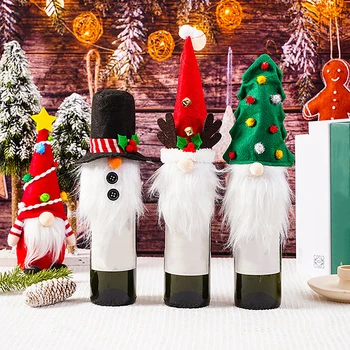 Božićni Ukras, Poklopac za boce vina, Nositelji vrećice za boce Vina, Božićni poklon za Novogodišnje zabave, dekoracija stola