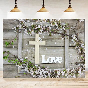 Pozadine za slike Isusa Drvena ploča Drveni Križ Proljetnog cvjetanja trešnja Cvjetovi Pozadina za ljubav Uskrs Crkvene dekor Banner