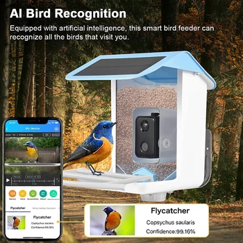 Solarna pametna ulagač za ptice s kamerom za noćni vid 1080HD, prepoznavanje vrsta ptica, automatska prijava izvoda