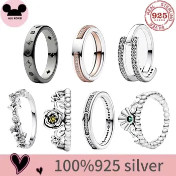 Novost 2023, čisto (eng. sterling) srebro 925%, originalni modni prsten sa zvijezdom i цирконием, ženske univerzalne romantični nakit pribor