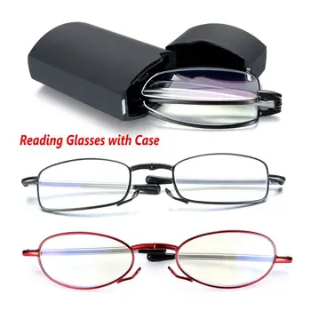 Uniseks, sklopivi naočale za čitanje s blokiranjem plave svjetlosti, Moderan prijenosni naočale za čitanje sa zaštitom od plave svjetlosti, kompaktni naočale za čitanje s torbicom