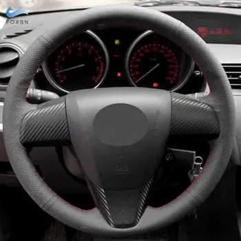 Dodatna oprema za interijer automobila, poklopac volana, perforirana trim od mikrovlakana za Mazda 3 2011 2012 2013 2014 2015 2016 2017
