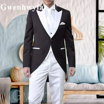 Гвенвифар 2023 Jesen, Novi Modni Stil, običaj Crni Trend Smoking, Muški Vjenčanja Odijelo Mladoženje, Jakna, Svečane Odijelo, Odijelo od 3 predmeta