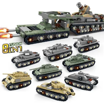 Drugi svjetski rat WW2 Vojska Vojni vojnici Oklopno vozilo, Tenk Izgradnju DIY model Građevinski blokovi i Cigle igračke