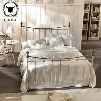 Talijanska tkiva krevet Mediteranska željezni krevet lagan luksuzna jednostavan moderan noćenje princeza spavaća soba vjenčanje krevet bračni krevet 1,8 metara