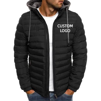 Muška jakna sa logotipom po narudžbi, Branded zima topla jakna zip sa kapuljačom, patentnim, Moderan Svakodnevni Ulični odjeća, Ветрозащитное muški kaput sa pamučnom postavom, S-3XL