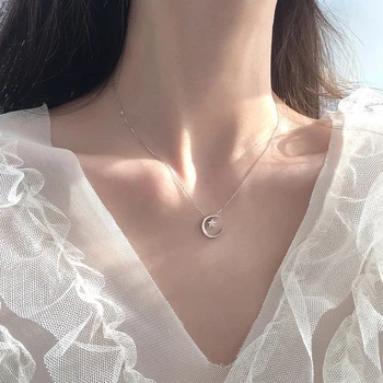 Ogrlica sa ovjes u obliku Mjeseca i Zvijezde od 925 Sterling Srebra, Ženska lanac na Ключицу, fin nakit, poklon za vjenčanje Za Djevojčice, slatka pribor