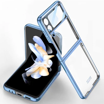 Za Samsung Galaxy Z Flip 4 5G Torbica Za telefon Sa Zaštitnim Filmom ultra-tanki Luksuzni Prozirna Torbica od PC Za Žene Za Flip4
