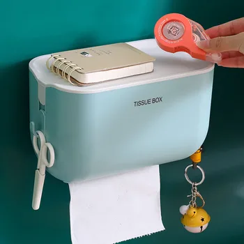 Vodootporna kutija za maramice Bez bušenja, Zidni držač za Salvete, Alat za pohranu papira u osnovnoj Kupaonici