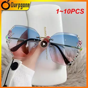 1~10шт moda luksuzni brand dizajn Vintage rimless gorski kristal sunčane naočale Žene muškarci klasicni rezanje objektiva gradijent ispunjava sunčane naočale UV400 