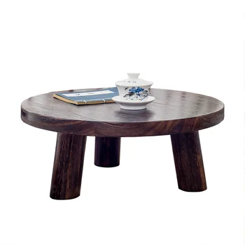 Stol-tatami, stolići su niski stolić, stol od punog drveta, mini-okrugli stol, stolić za kavu, čaj stol u japanskom stilu, igračke 40/50 * 21 cm