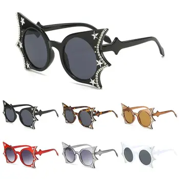 Sunčane naočale s kravatom u obliku бриллиантовых zvijezda, Trendy Sunčane naočale sa UV400 zaštitom, nijanse Y2K, Naočale za Косплея na Noć vještica za žene