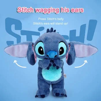 Disney Originalna pliš igračku Stitch 33 cm S pomičnim ušima, cool slatka lutka iz anime Kawai, mekani plišani lutka, kućnog tekstila, dječje poklon igračka