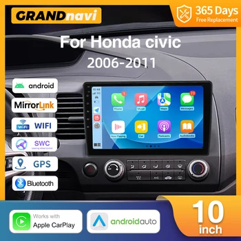 Android 11 Auto Radio Za Honda Civic 8 LHD 2006-2011 Media Player Wireless Carplay Android Auto 10 Inča Stereo GPS