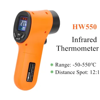 Priručnik infracrveni termometar HW550 Beskontaktni digitalni mjerač temperature Industrijski laserski пирометр IR-termometar -50-550 ° c