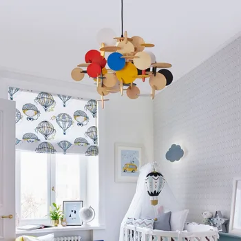 Drveni Luster, Moderni viseći svijećnjak u Skandinavskom stilu za strop, Spavaća soba, radna soba, Blagovaonica, Šarene rasvjeta, Kućnog tekstila, Stropna svjetiljka