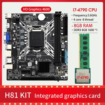 Matična ploča H81G LGA 1150 s procesorom Core I7-4790 8 GB DDR3 ram memorije RAČUNALA od 1600 Mhz, podrška USB3.0 SATA3.0