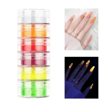 Fluorescentna pigmenti za nokte, 6 boja sjenilo, Pigmenti za nail art, šarene šminka, Pigmentna u prahu za ukras nail art za žene