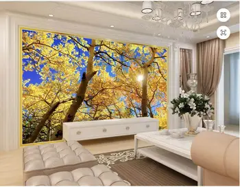 tapete 3d na red freska Krajolik Zlatne jeseni Breza šuma pozadine home dekor pozadine za zidove 3d spavaća soba