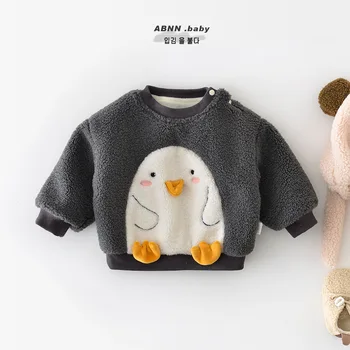 Dječja majica 2023, zimska nova odjeća za male pingvine, toplo i pahuljasto džemper