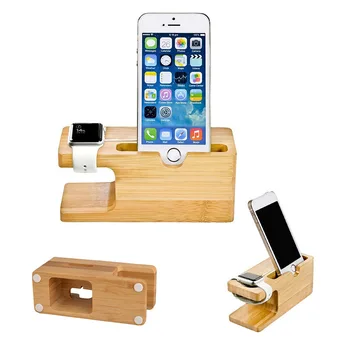 Stalak za punjenje priključnom stanicom za Appleov telefon Watch, stalak za telefon, drveno postolje, držač punjač za Apple Watch iWatch iPhone, bambus