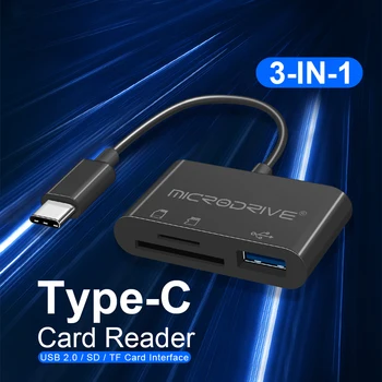 Type-C 3В1, topla rasprodaja, čitač memorijskih kartica SD TF CF, brzi čitač kartica, pogodan za iPad Pro, Huawei Macbook, USB Type-C adapter