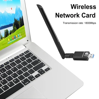 USB3.0 WiFi Adapter 6 high-speed mrežna kartica 1800 Mb/s sa antenom, bežični ključ, mrežna kartica za desktop laptop