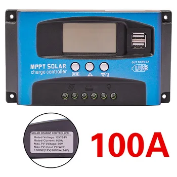 40A 50A 60A 100A Automatski Regulator Punjača solarni paneli Loadplay MPPT Kontroler punjenja Dual USB LCD Dis12V 24V
