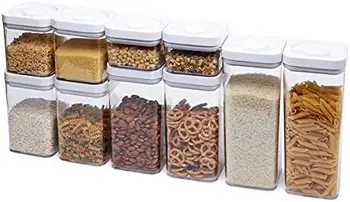 Trg hermetičke posude za čuvanje hrane od 10 predmeta za uređenje kuhinjskog ostava, plastika bez bisfenola A, prozirna